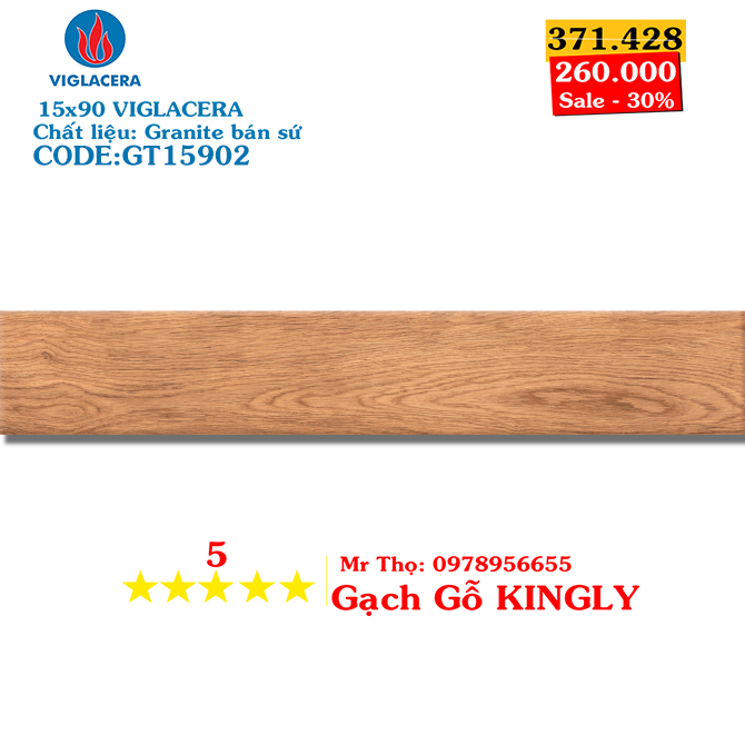 Gạch giả gỗ Viglacera 15x90 GT15902
